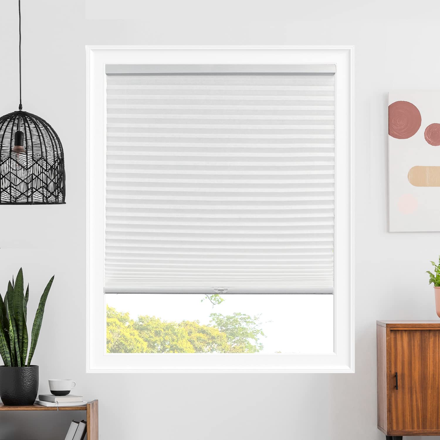 CHICOLOGY Cellular Shades, Cordless Window Blinds, Shades for Home, Window Coverings, Door Blinds, Montana Snowfall, 54" W X 64" H