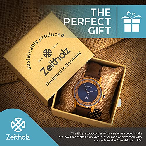 Zeitholz Unisex Wooden Watch - Eibenstock Model, Handmade from 100% Natural Zebrawood with Quartz Movement - Lightweight Analog Wooden Watch for Men and Women - Adjustable Band Fits Any Wrist4