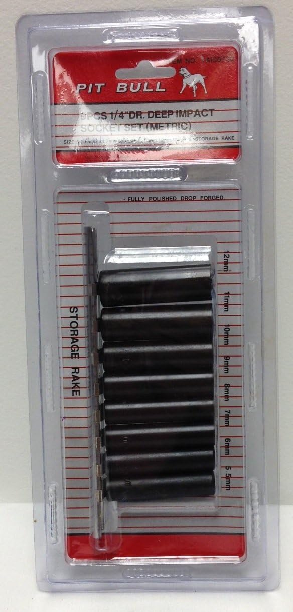 Metric 9pc 1/4" DeeP IMPaCT SoCKeT SeT w/Rack-Hand Tool