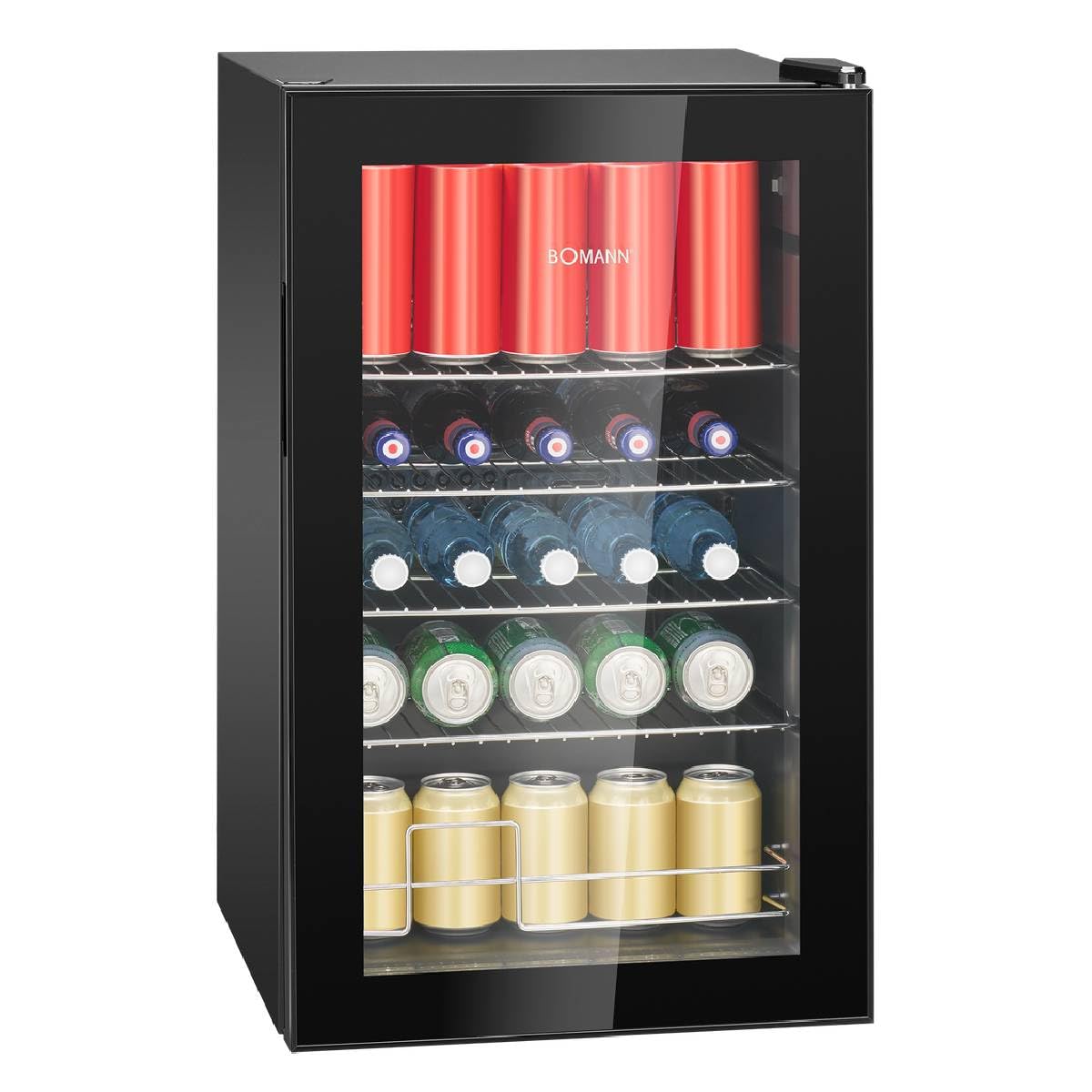 Bomann KSG 7287 Getränkekühlschrank 63 Liter stufenlos regelbar 3-10°C Glastür LED-Beleuchtung leise energieeffizient