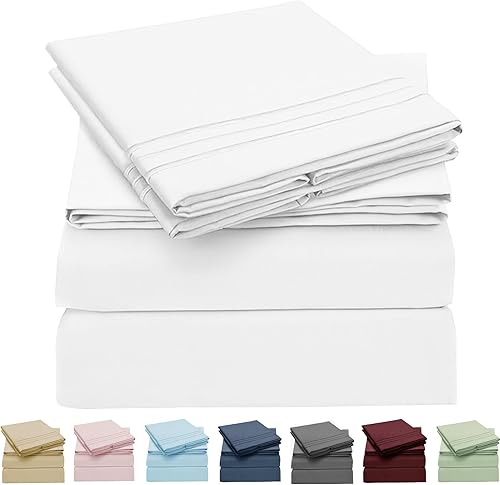 Juego de 4 sábanas de tamaño matrimonial de 100 % microfibra, extra suaves y sin arrugas, juego de 4 sábanas para cama con bolsillos profundos,