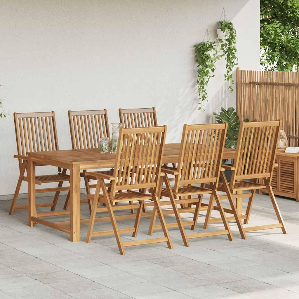 Składane krzesła ogrodowe, 6 szt., lite drewno akacjowe, 5-stopniowa regulacja, olejowana, do ogrodu, na balkon, taras, 57 x 69 x 111 cm, trwały zestaw mebli outdoorowych