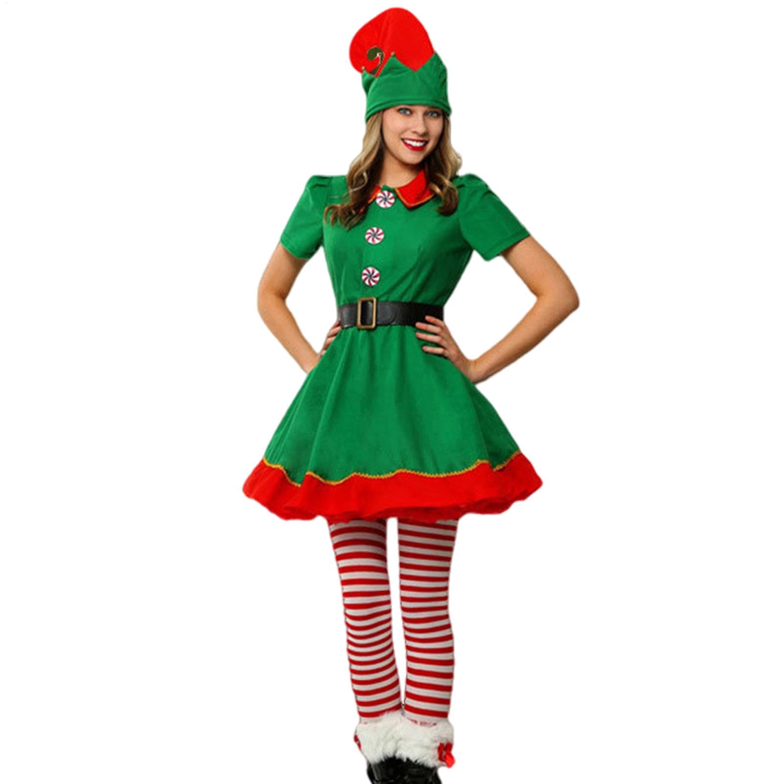 Christmas elfs Costume Adult Kids - Unisex Cheeky elfs Christmas Fancy Dress | Santa's Helper Cosplay Sets Men Women | Christmas Adult Fancy Dress | Christmas Fancy Dress Outfits For Kids Adults - 150 - Women's model