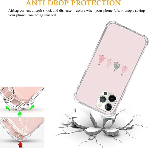 Miniatura 4 de Bonita funda de árbol de Navidad rosa compatible con iPhone 12 y iPhone 12 Pro, funda de Navidad de invierno para iPhone 12 y iPhone 12 Pro para