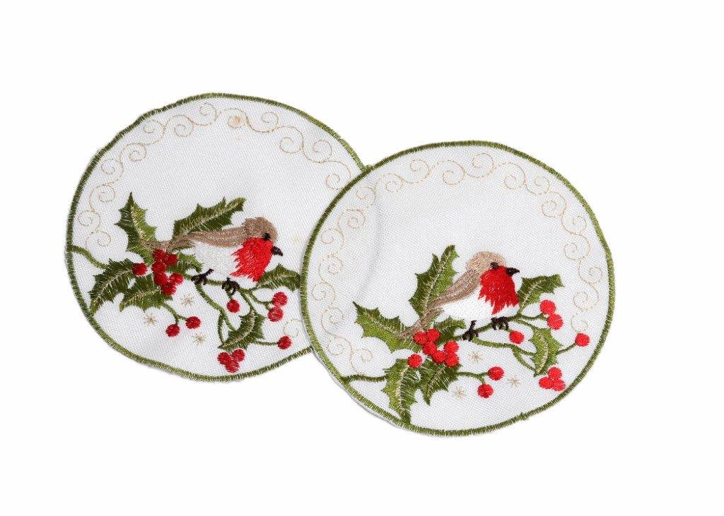 Justina Claire Pair of Doilies (small and round) in a Robin Design