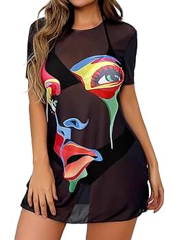 Testudineus Women Sexy Beach Cover Ups See Through Sheer