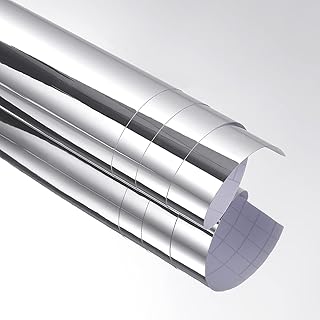 Stickyart Spiegelfolie Selbstklebende für Wände 30X800cm Nicht-Glas Spiegel Wandspiegelfolie Tapete Klebefolie Badezimmer für Kreative Raumgestaltung Möbelfolie Wasserfest Biegbar Montage Einfach