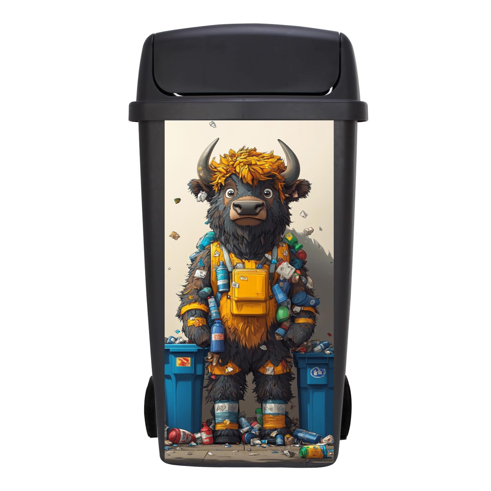 Targawerelax Wheelie Bin Stickers, Waterproof Wheelie Bins Covers Vinyl Self Adhesive Dustbin Stickers Trash Can Decorative Fridge Wrap Sticker Wall Home Decor, Animal Cartoon Cow
