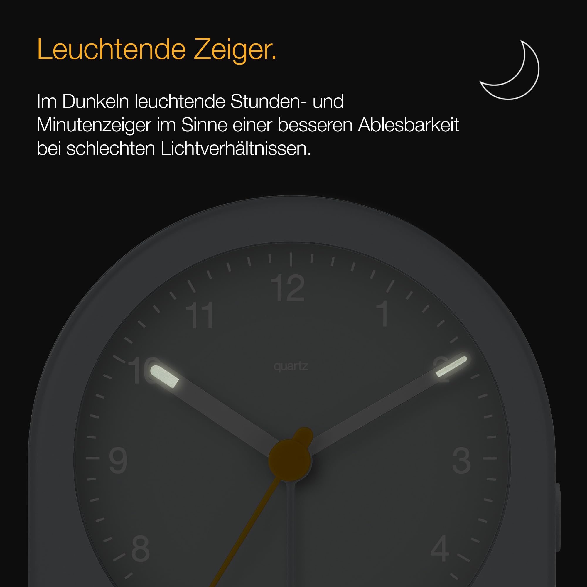 Braun Klassischer analoger Wecker mit Schlummerfunktion und kontinuierlicher Hintergrundbeleuchtung, leisem Quarzwerk, anschwellendem Alarm-Piepton in Grau, Modell BC22G.