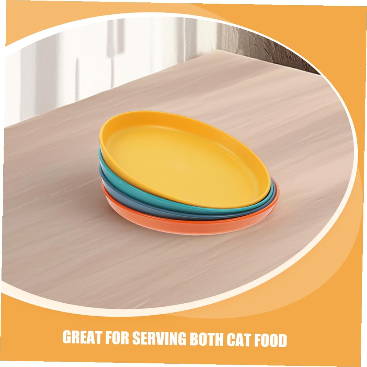 VOSAREA 8pcs Shallow Cat Food Bowls Whisker Friendly Flat Cat Plates Pet Feeding Dishes for Kittens and Short Legged with Non-Slip Base