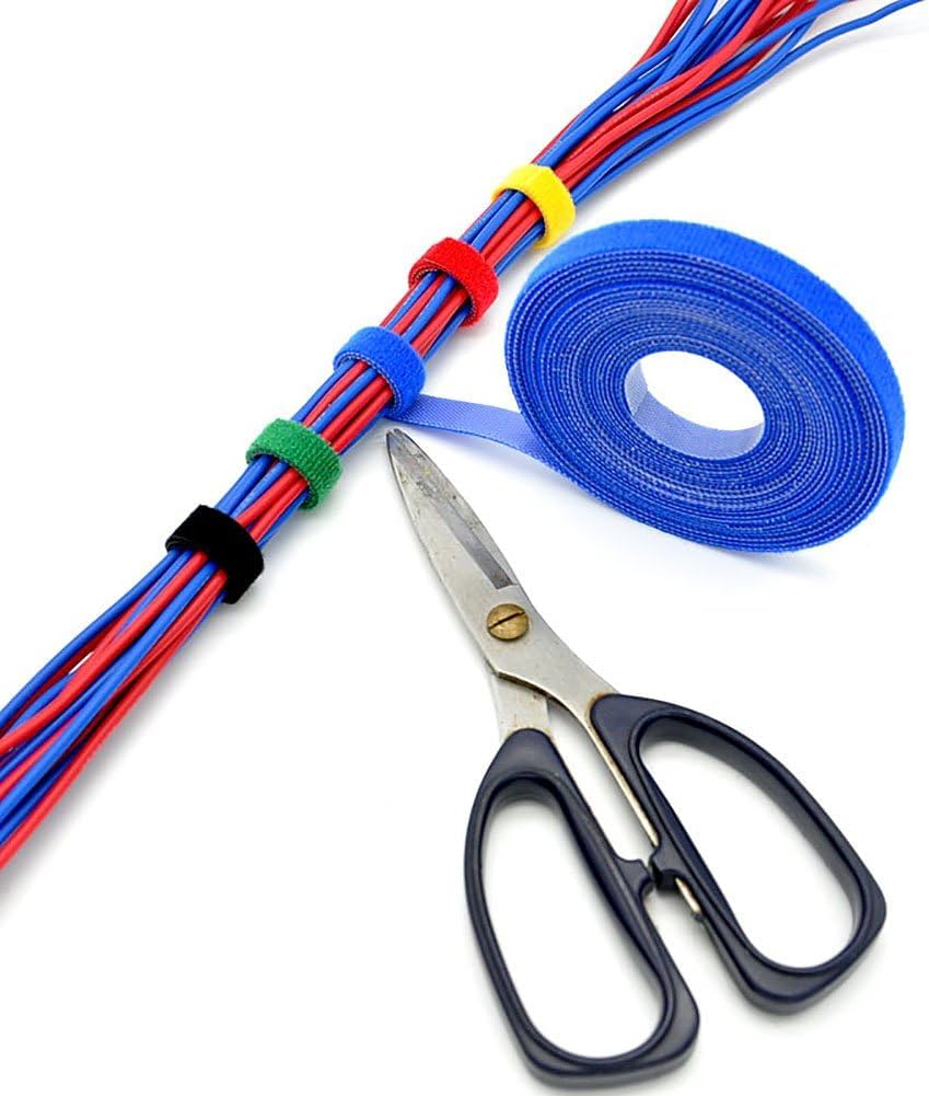 Colorate Fascette Fermacavi 7 Rotoli,Fascette cavi Regolabili Lunghezza,12mm x 5M Cinghie Fermacavi,Riutili Zzabile,per Organizzare cavi,Home,Ufficio,Cucire e DIY Artigianato