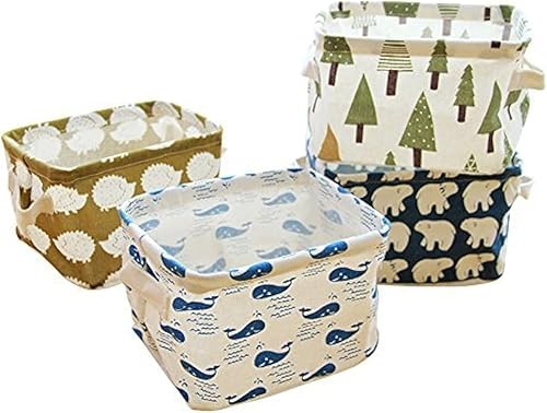 Paquete de 4 cestas de almacenamiento de lona, bolsa organizadora de decoración del hogar para maquillaje de adultos, forros de juguetes de bebé,