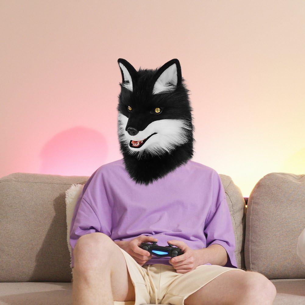 Maska zwierzęca, akcesoria do kostiumu cosplay, futrzany pies, pełna głowa, Therian, maski, impreza anime, kobiety, mężczyźni