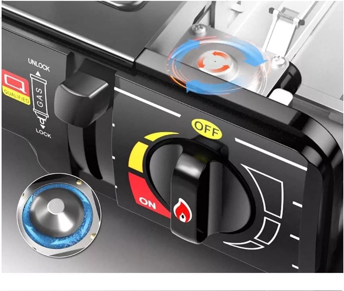 SMH LINE® Set di fornelli a gas doppio da campeggio, con 8 cartucce di gas da 227 g, per esterni, 2 fuochi GPL