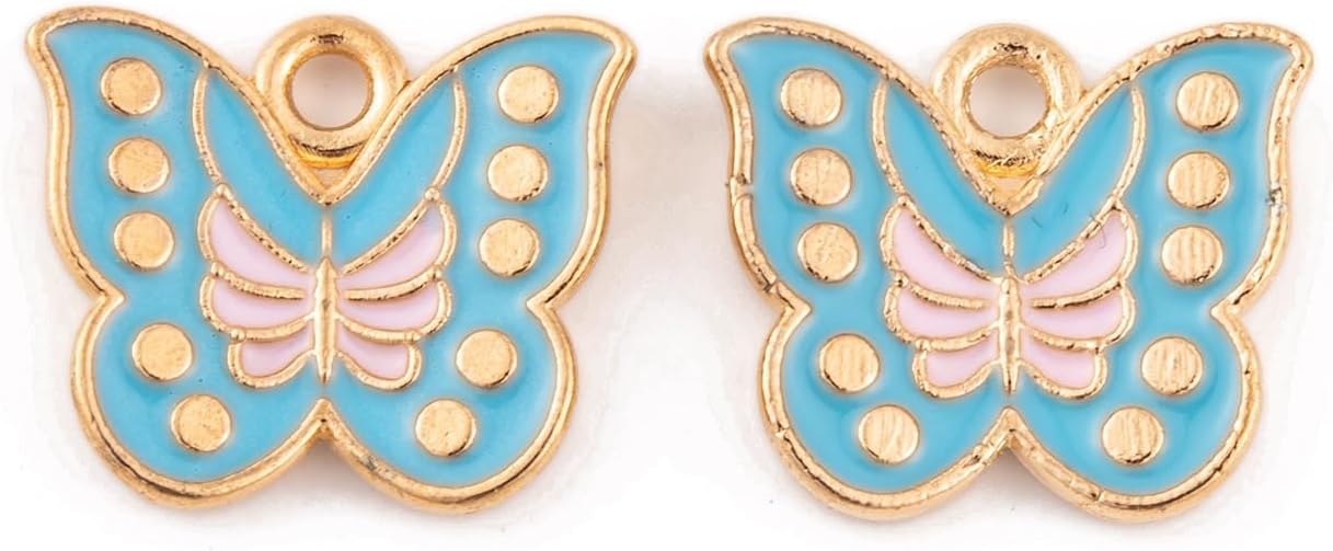 LiQunSweet 100 pcs Mixed Colors Spring Butterfly Enamel Alloy Charms Cute Wing Insect Charms for DIY Jewelry Bracelet Necklace Earring Craft Keychain Decoration - Image 2