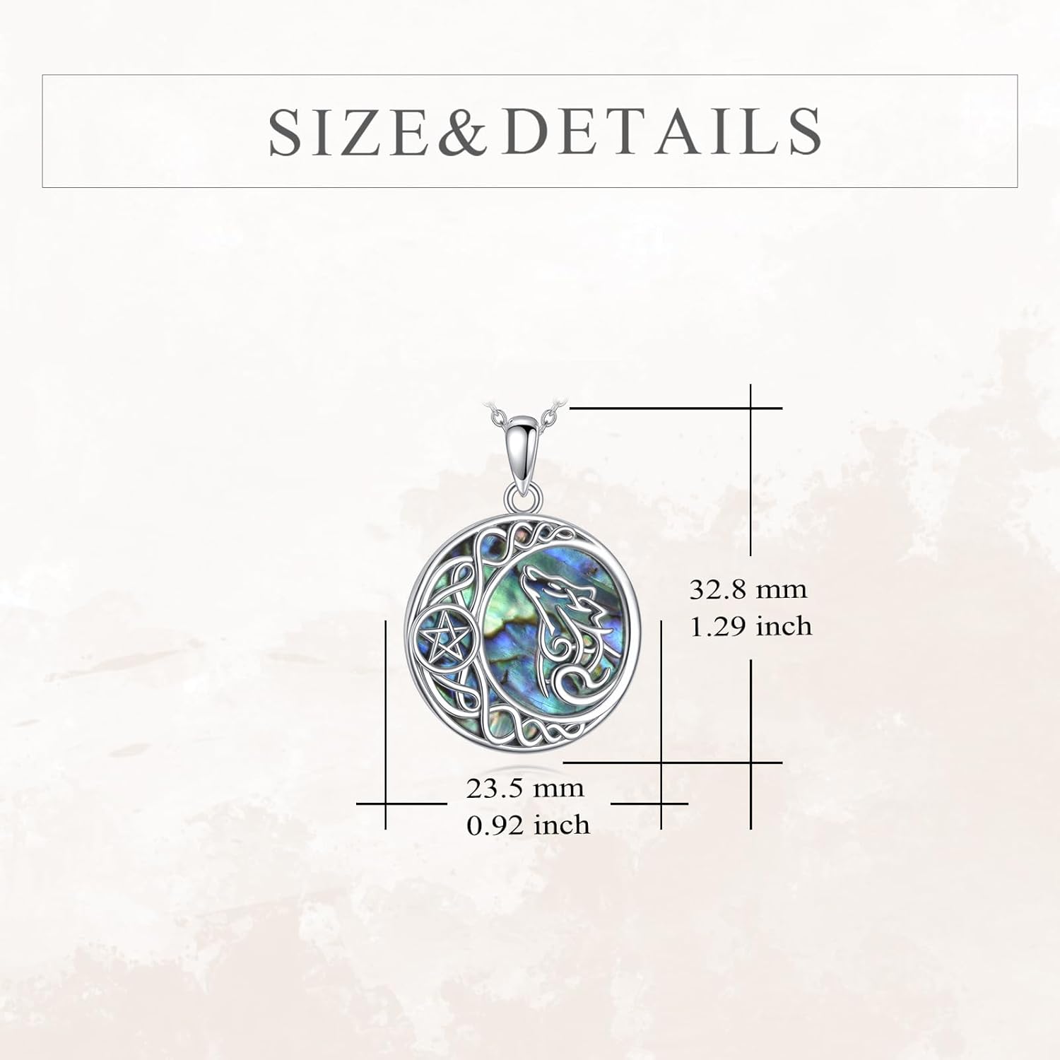 VONALA Wolf Necklace for Women 925 Sterling Silver Moon Wolf Abalone Shell Necklace Animal Jewelry Gifts for Women Men - Image 6