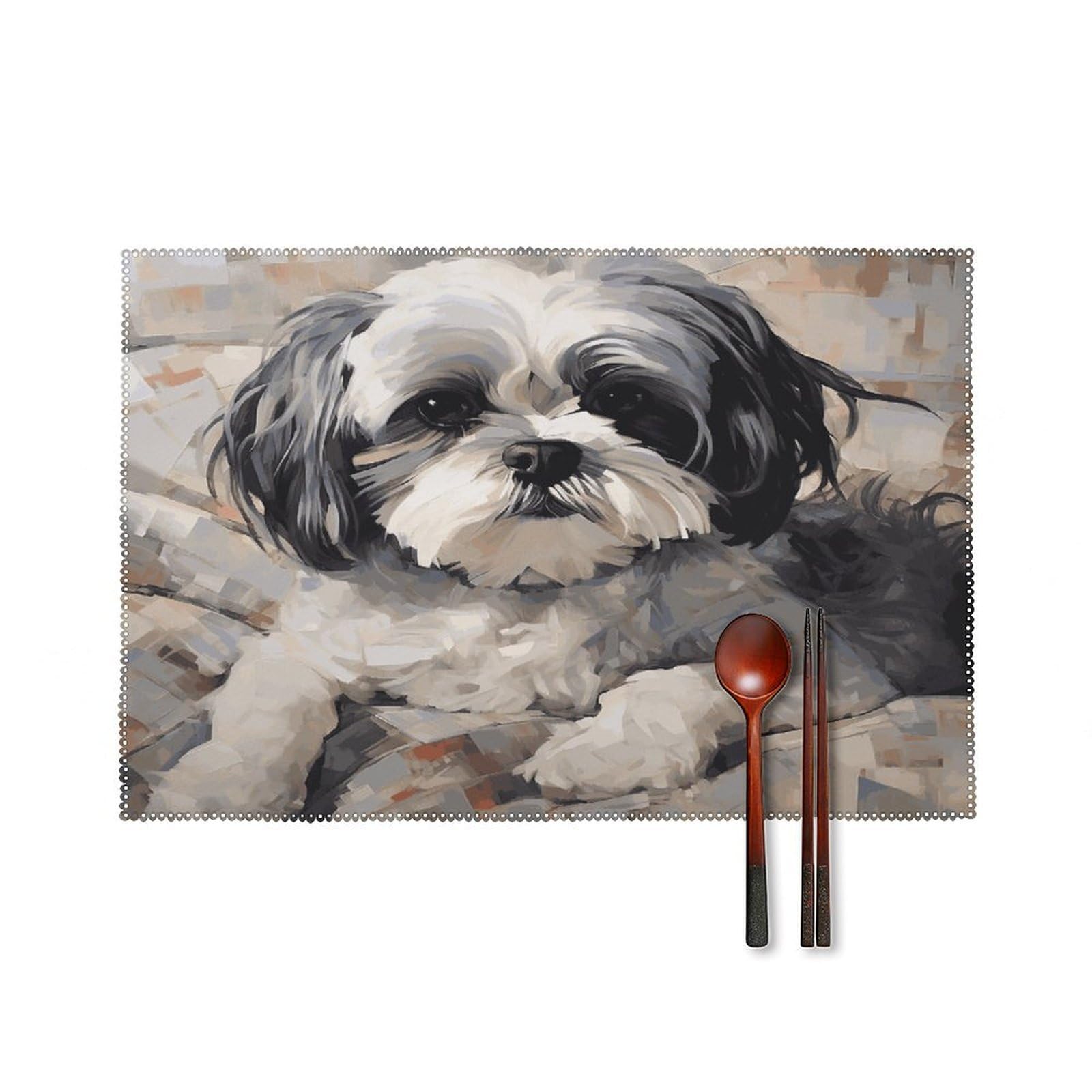 Fekiloot Style Shih Tzu Placemats Set Of 6,Table Mat