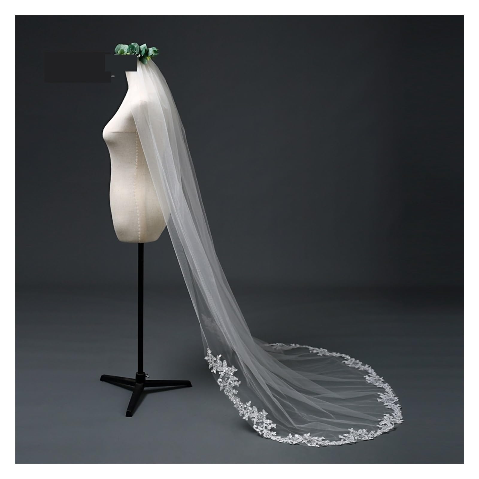 Velo para Novias Velos de novia de longitud con apliques de encaje Velo de novia hecho a mano for mujer Velo de novia largo blanco / marfil para Boda Fiesta Decoración Ducha Nupcial(Off white,200cm)