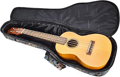 Miniatura 74 de CLOUDMUSIC Funda para ukelele - Mochila acolchada para soprano de 21 pulgadas (soprano, bordado de flores de pavo real azul)