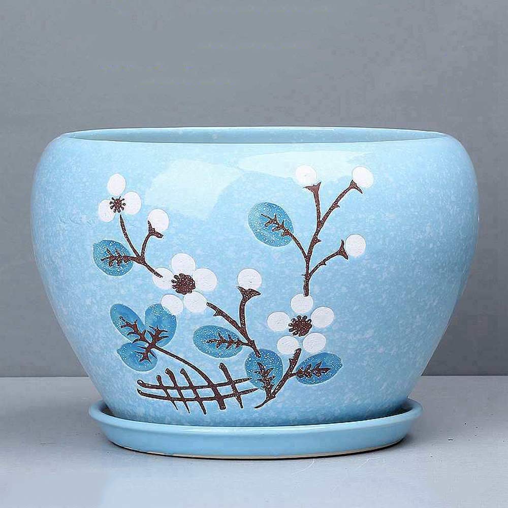 MNUvxzaewf Creative Printing Ceramic Flower Pots Multicolor Marble Pattern Plant Potss Indoor Seeder Nordic Style Straight With(Extra Large)