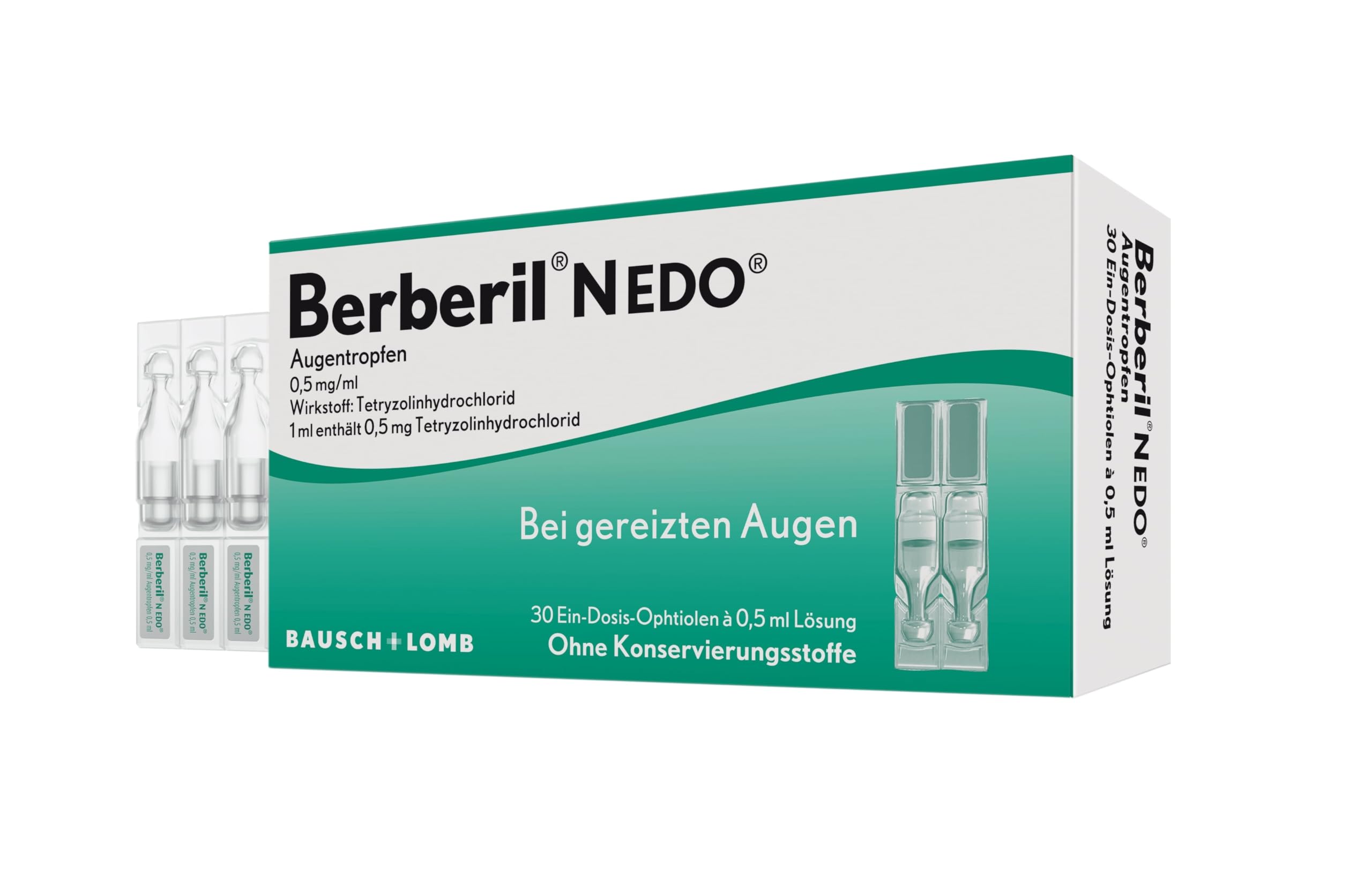 N EDO - Augentropfen bei gereizten und geröteten Augen - Augentropfen gegen rote Augen - abschwellende Wirkung - ohne Konservierungsstoffe - Einzeldosen (30 x 0,5 ml)