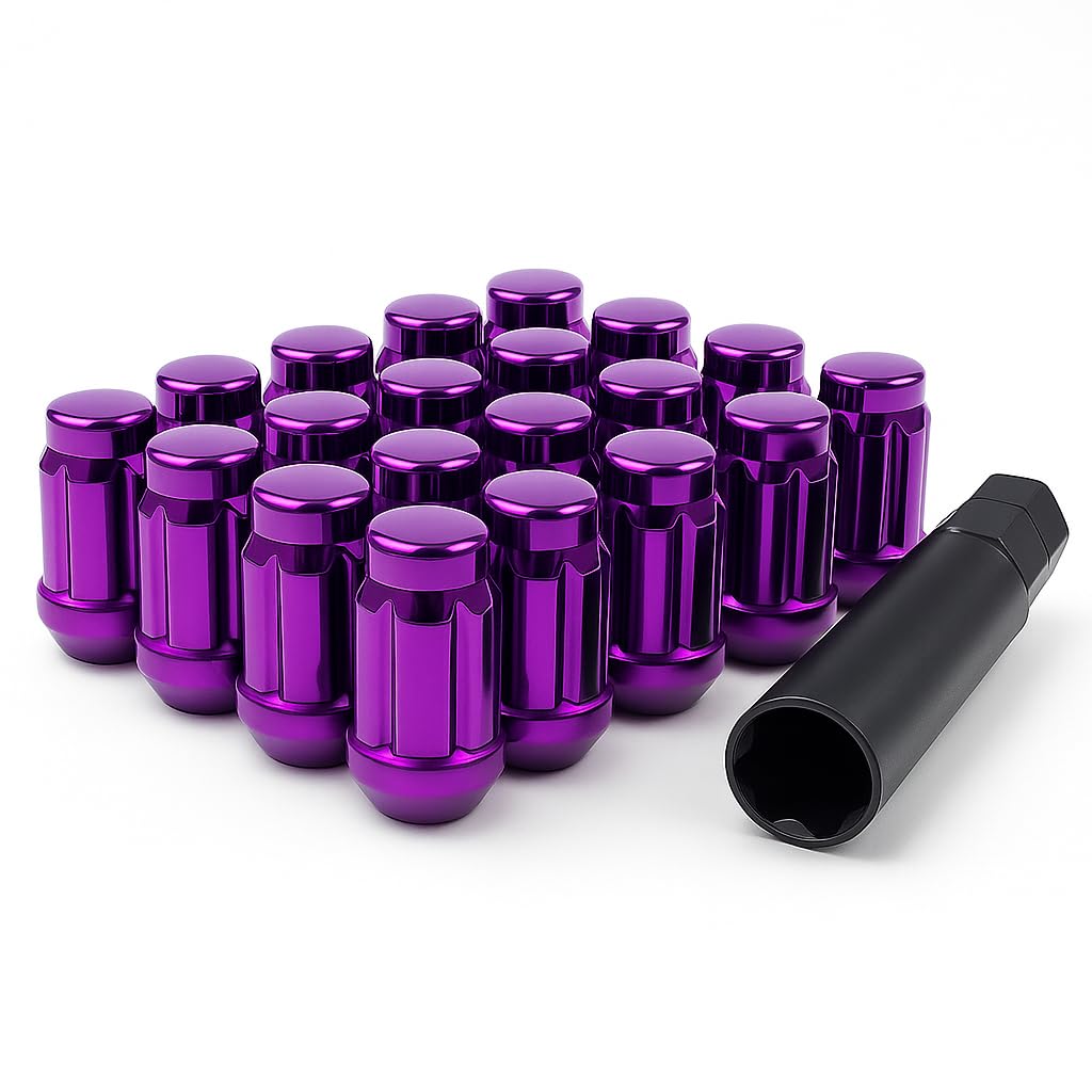 24 Purple Spline Drive Small Diameter Acorn 12x1.5 Purple Lug Nut Kit with Key