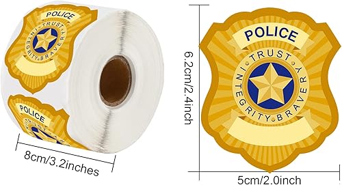Miniatura 2 de Outus 500 calcomanías de identificación de policía, etiquetas de policía, calcomanías de oficina para niños, suministros de fiesta de cumpleaños