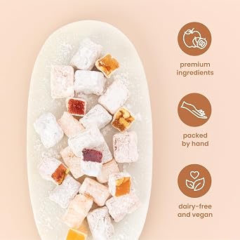 Liberty Orchards Original Aplets & Cotlets - Gourmet Chewy Snack in Gift Box, Gluten Free, Lokum with Nuts, Apricot Walnut Vegan Turkish Delight Candy 10 Oz