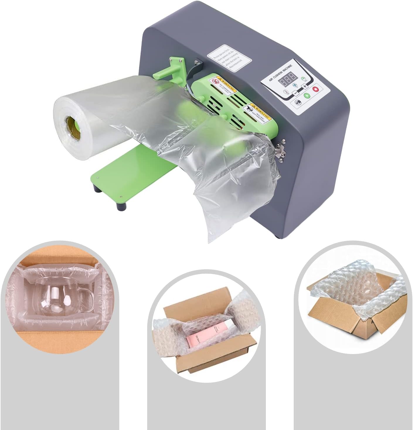 Air Cushion Machine AC 110-220V Air Pillow Maker Air Bags Packing Machine with Visualization Screen, 39ft/min, Speed/Air Volume/Temperature Adjustable