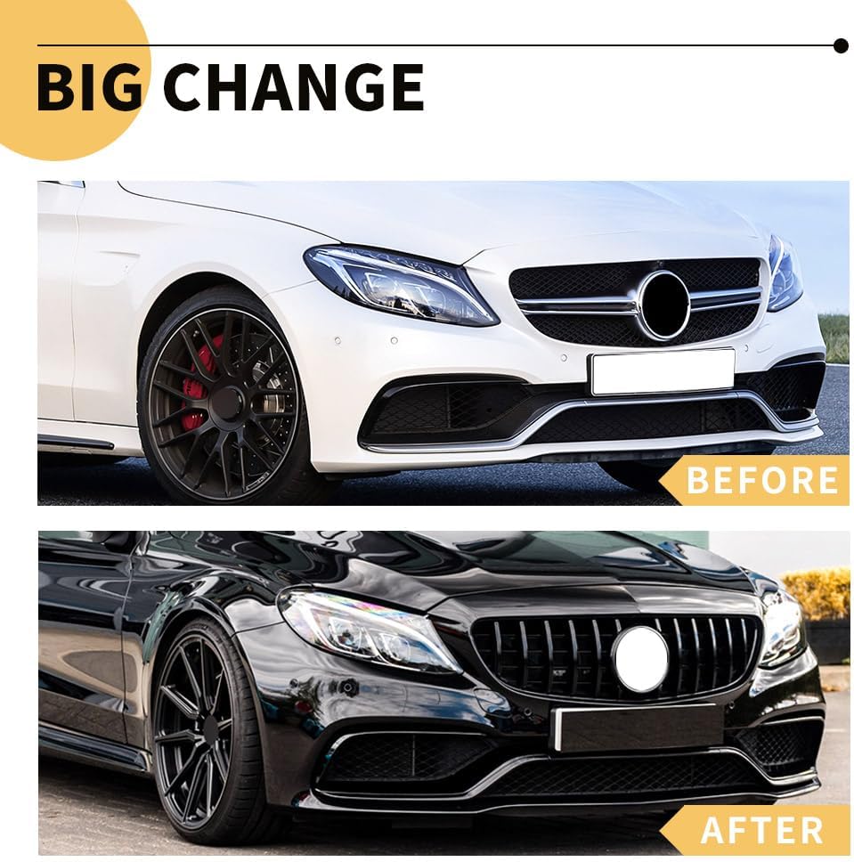 MAXDOM Real C63 Front Grill Fits for Mercedes Benz C63 C63S AMG (GT R-Style, 2015-2018 W205)