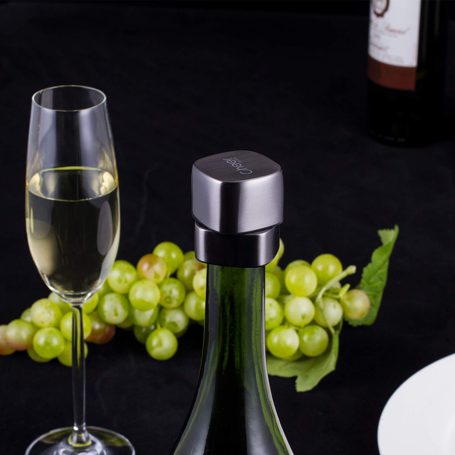 CHEER 7717-W401-029 Bouchon de champagne en acier inoxydable refermable anti-fuite pour prosecco étincelant – Meilleur accessoire pour la maison et les fêtes
