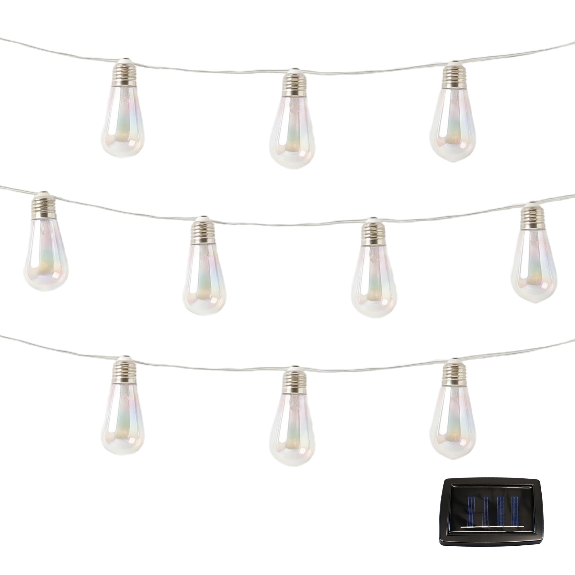 Gardenwize White – 2 Metre 10 Piece Solar Powered Bright Bulb Garden String Lights, Pathway Lights – Decorative Garden Decorations No Running Costs (Tubular Bulb)