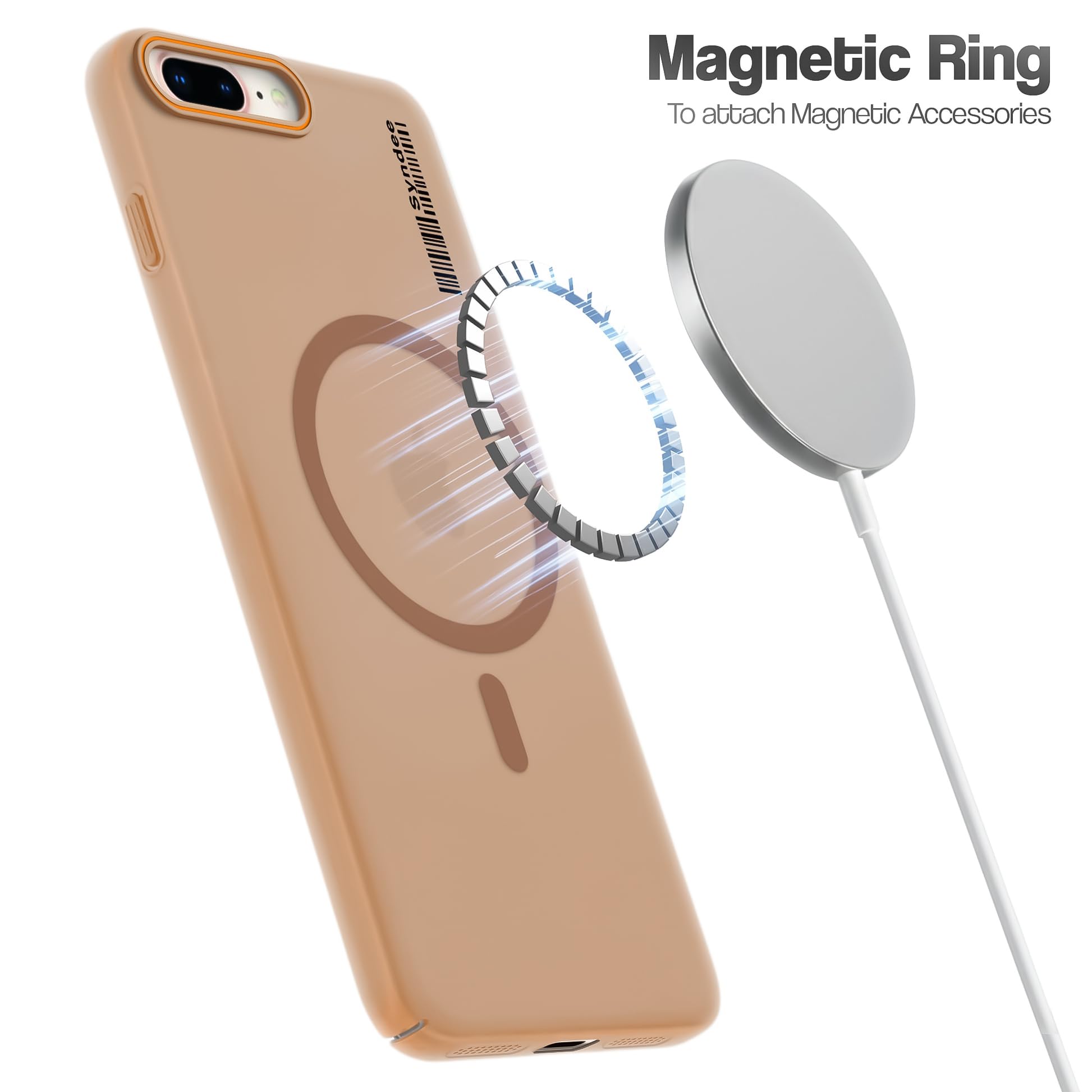 DL3 Mobilak Case Back Cover for iPhone 7 Plus/iphone 8 Plus, Sleek Frosted Translucent Back Only Compatible with Wireless Magnetic Accessories | Anti-Scratch Shockproof Phone Case (Brown)