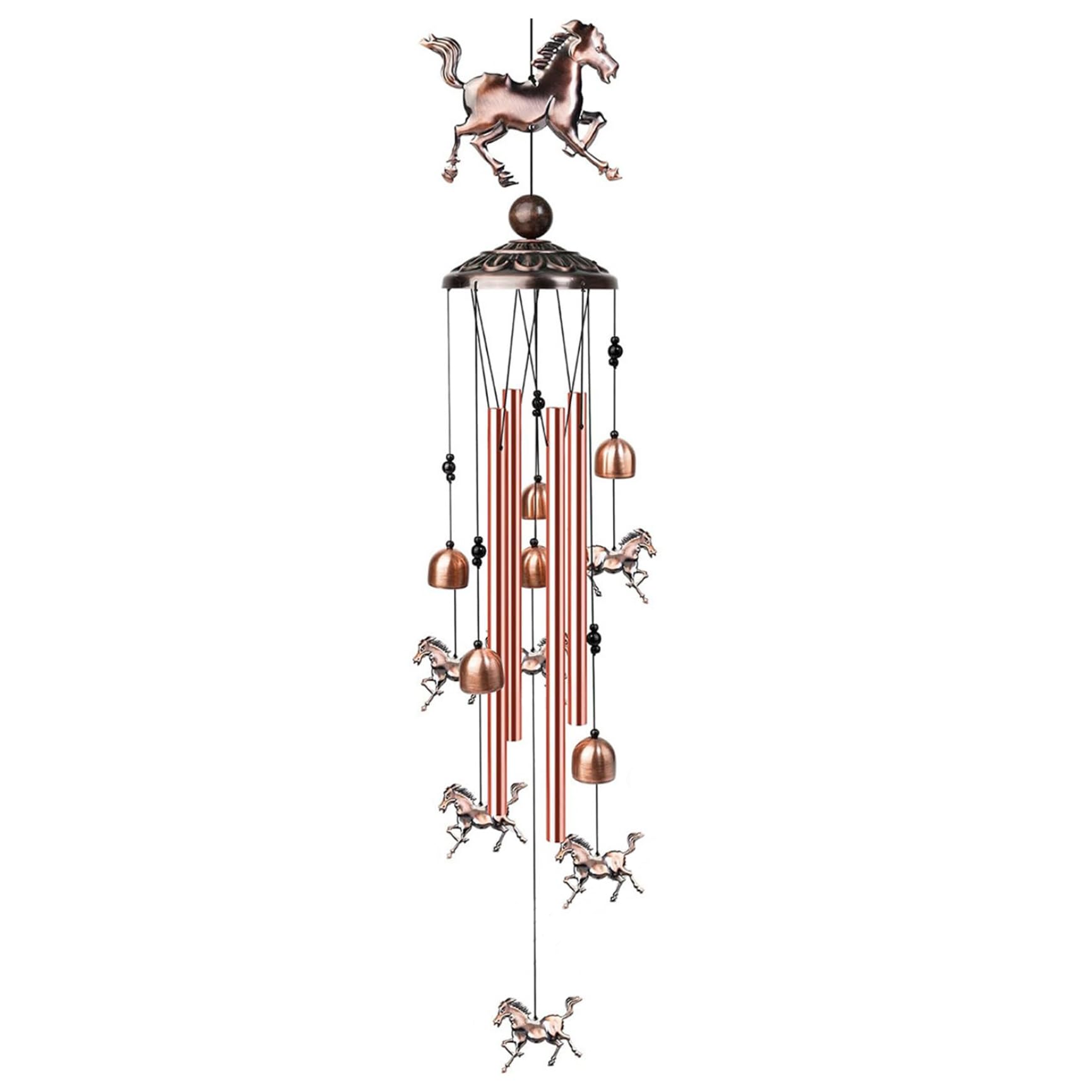 Carillon éolien cheval en cuivre pour sublimer votre terrasse et coin détente