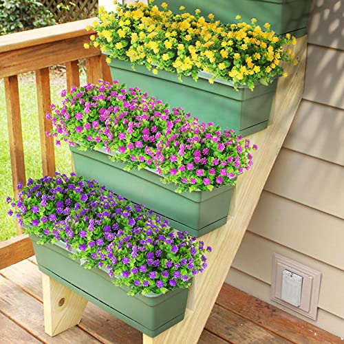 10 Bundles Artificial Cemetery Flowers Outdoor Fake Flowers For Home Decoration, Uv Resistant Faux Plastic Greenery Shrubs Plants For Hanging Garden Porch Window Box Décor In Bulk Wholesale, 5 Colors #TOP3