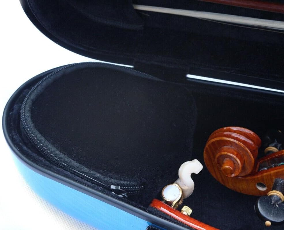 4/4 Full Size Violin Case Carbon Fiber Stripe, Pinstripe Brushed Violin Box Lightweight Colourful Violin Case Easy to Carry (Blue Brushed)