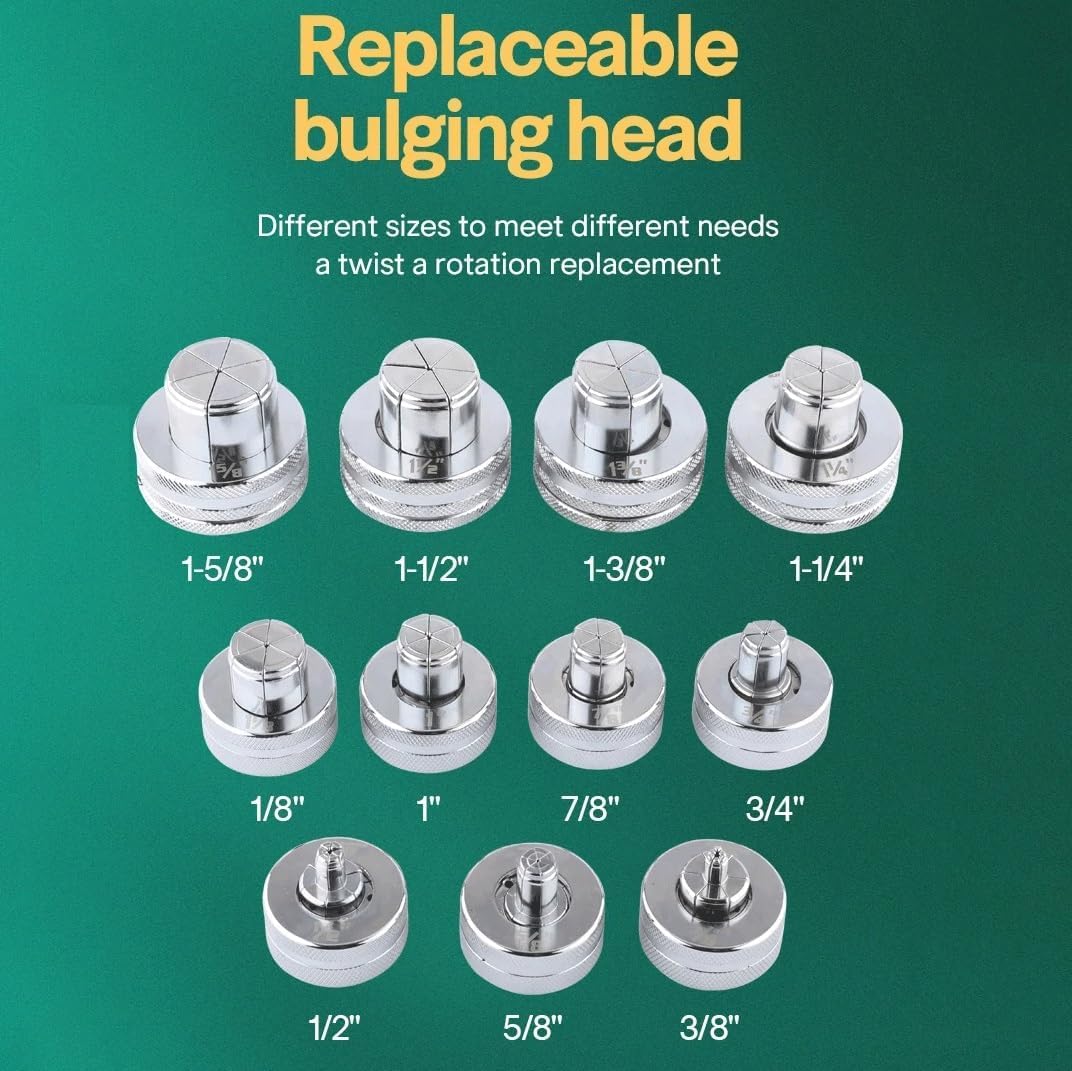 Kit expansor de tuberí hidrá con cortatubos y 7 cabezales de prensado para tuberí de cobre de 3/8 a 1-1/8 pulgadas.
