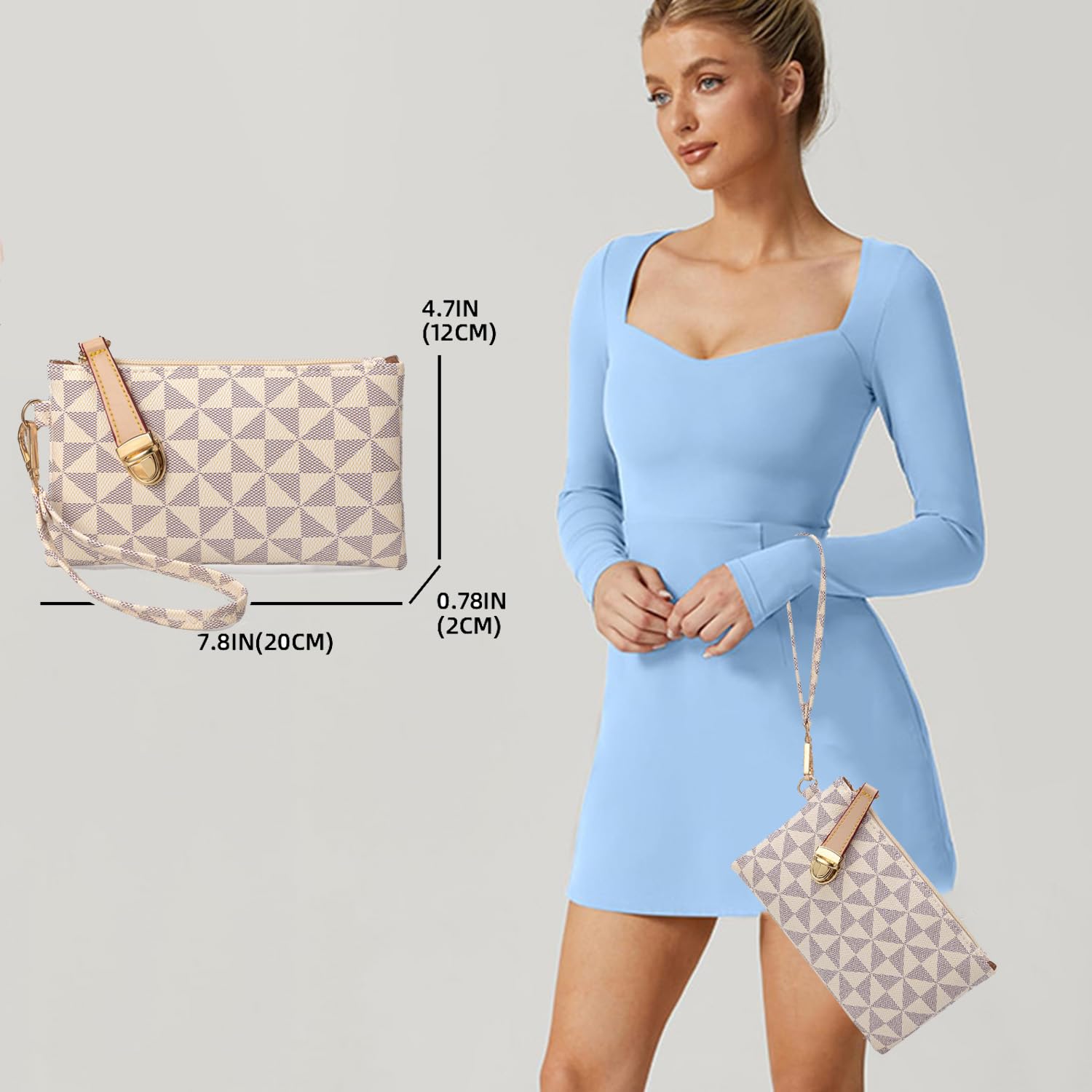 MaijjLyn Wristlet Wallets for Women - Small Clutch Purse Leather Handbag with Wrist Strap Large Capacity for Cards/Keys/Phone White