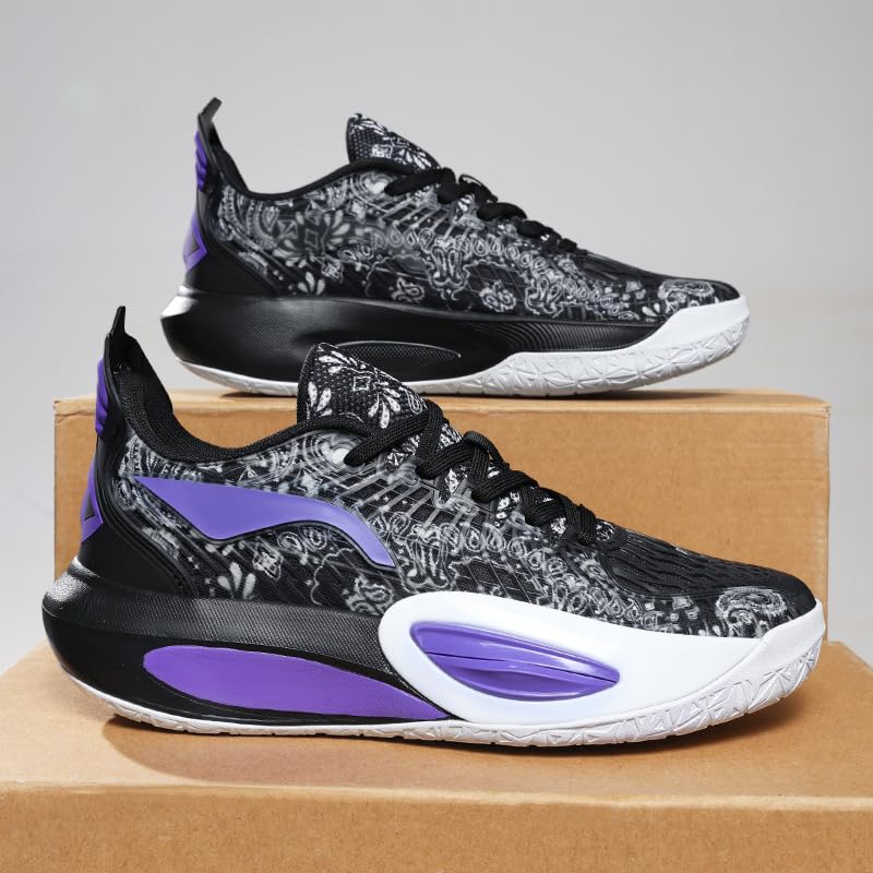Zapatillas de baloncesto moradas para hombre con absorción de golpes en talla 39 4