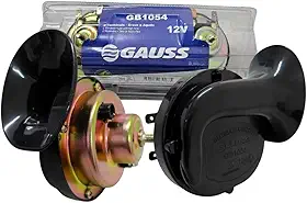 Par Buzina Caracol Elétrica Universal 12V para Carro Moto e Caminhão 110dB Alta Potência Som Duplo Grave e Agudo Com Suporte
