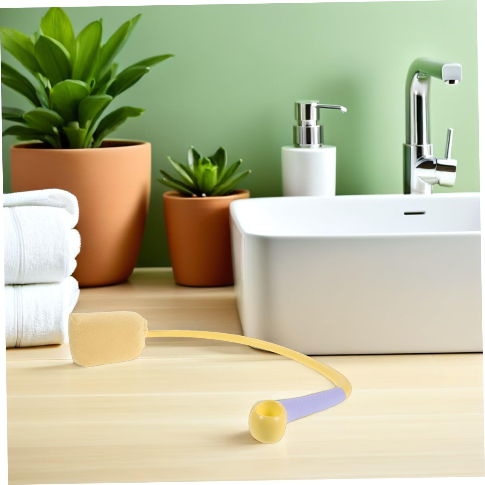 Cepillo de Ducha de Espalda en Forma, Mango Largo Ergonómico