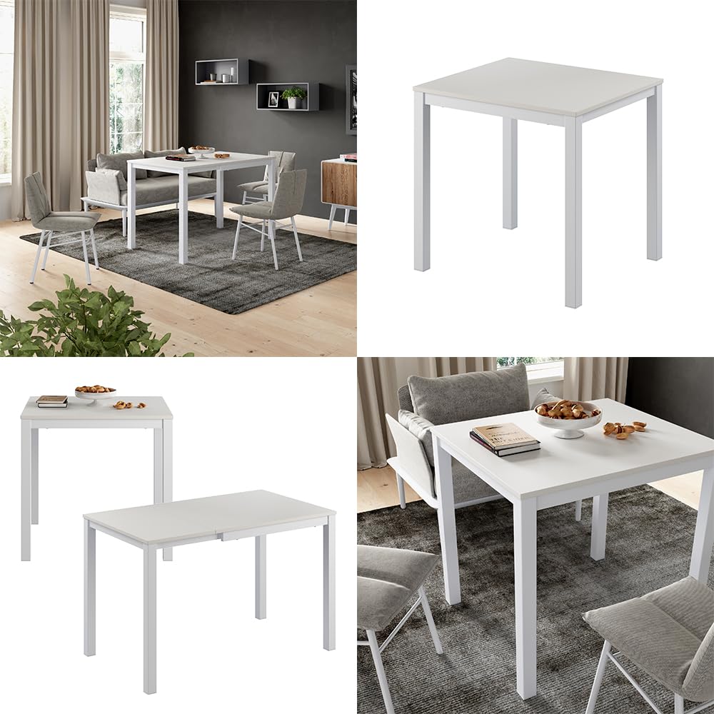 Vicco Mesa de Comedor Granny, Blanco, 80-120 x 70 cm