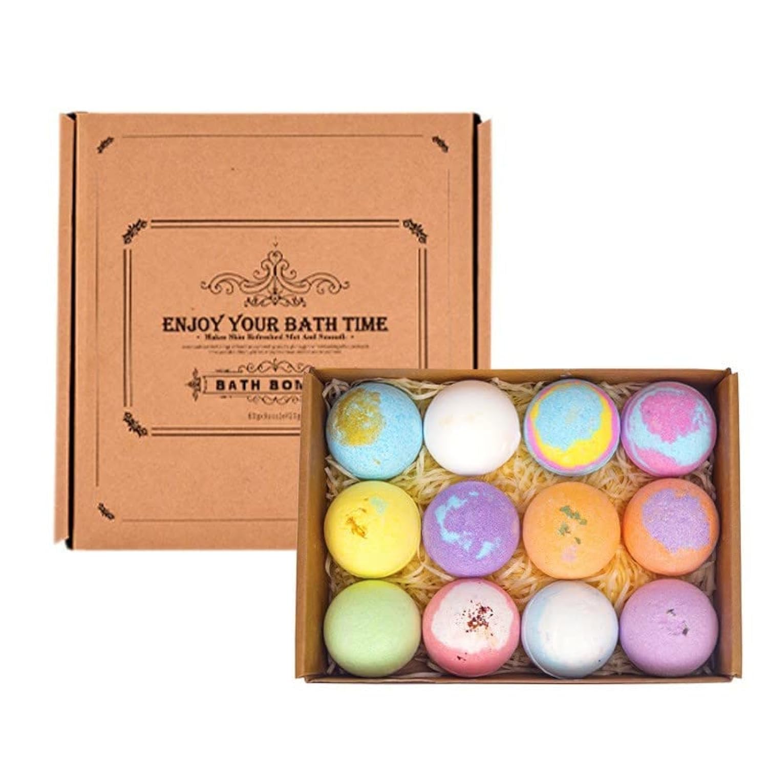 AMERTEER Organic Bath Bombs for Kids and Women - Bubble Bath Shower Salts for Women - Relaxing Bathbombs Set for Women -Perfect for Bubble & Spa Bath (12-Pack ･ Bath Bombs)