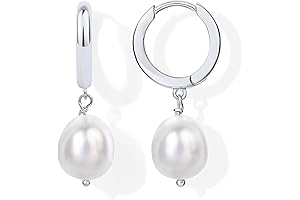 14K Gold Plated Sterling Silver Pearl and Silver Earrings | Lightweight Drop...