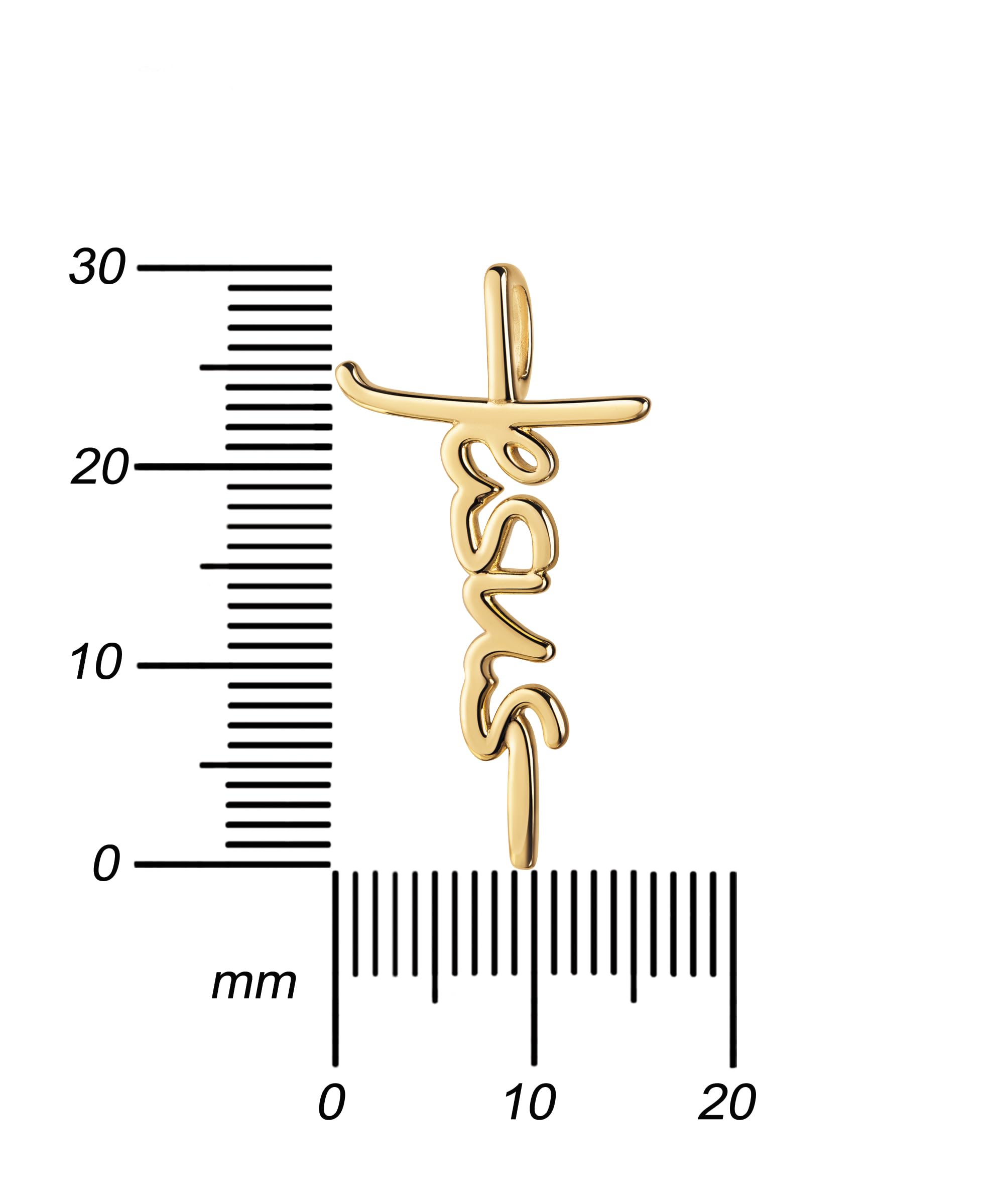 Goldenes Kreuz Anhänger 333 Gold in Schrift aus Gold - JESUS - Goldkreuz mit Halskette oder ohne Kette wählbar + Schmuck-Etui + Echtheitszertifikat