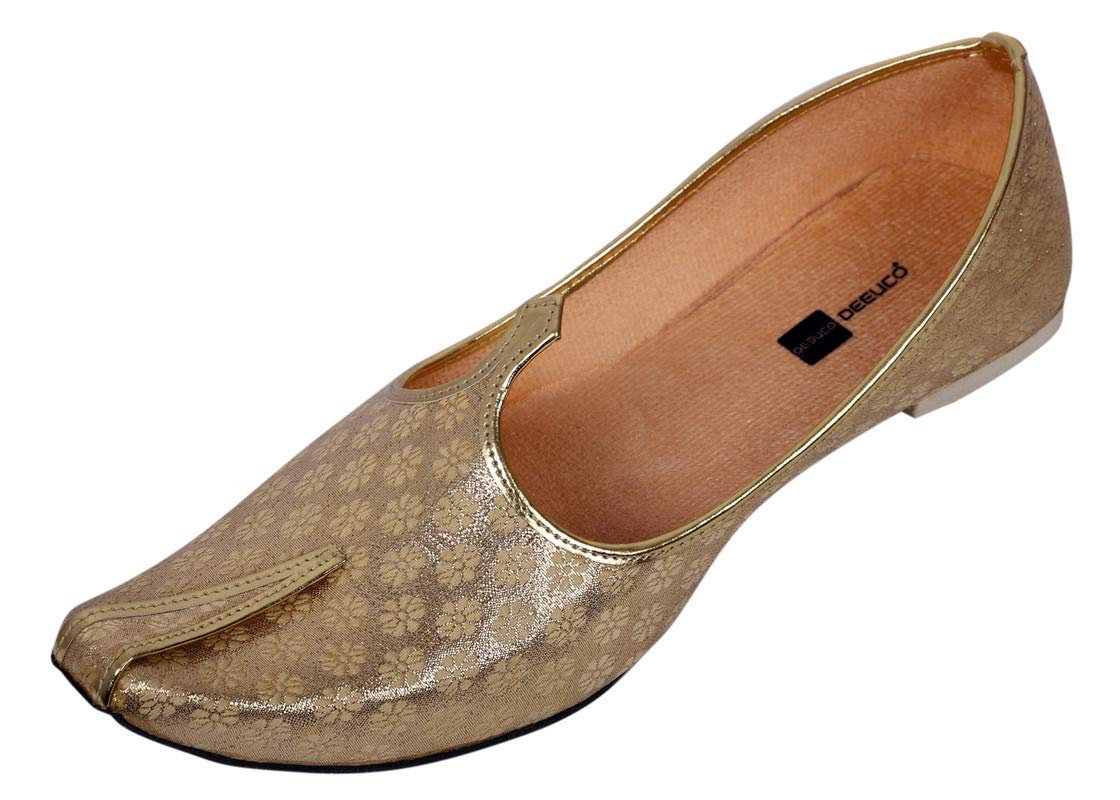 DEEUCO Men's Traditional Golden Wedding, Party and Sherwani Jutti,Mojari (8)