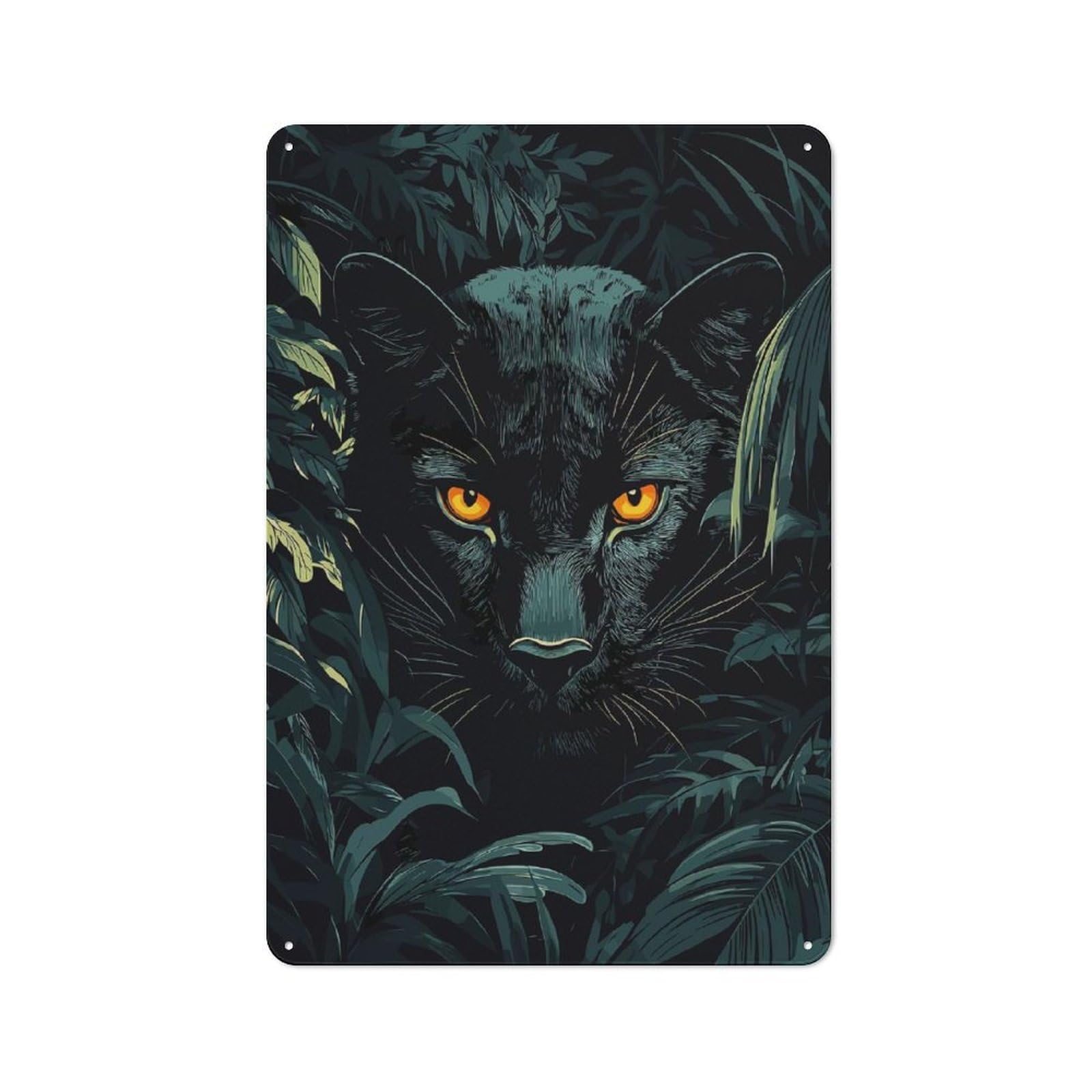 Junmoney Style-10 Barn Style Farmhouse Metal Sign 30X20cm Featuring Black Panther In The Jungle, Cottage Wall Art For Kitchen, Cottage, Porch Or Garden Room