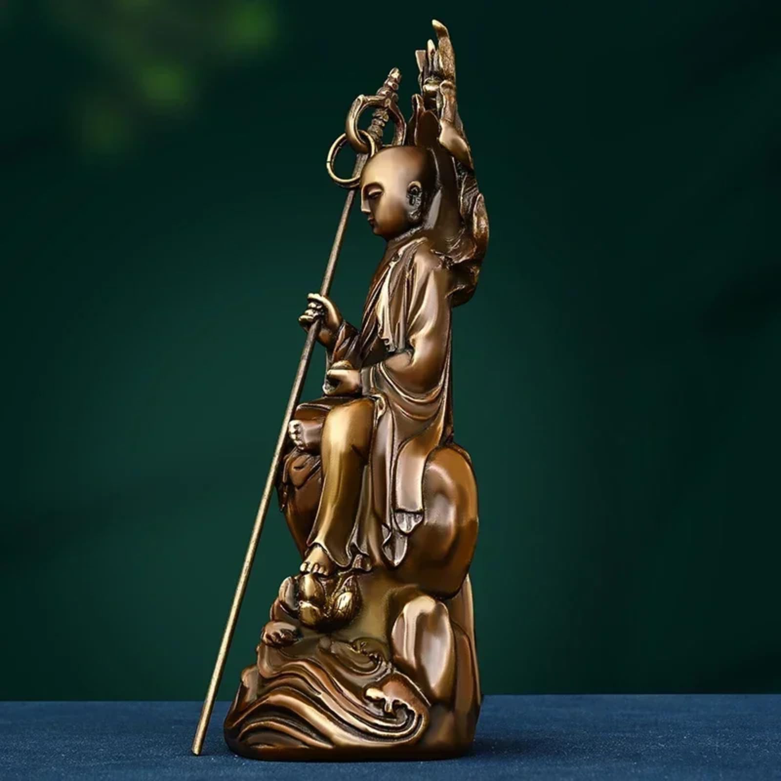 Statua ornamentale in rame Buddha People Dizang Pusa, 17 cm, statua seduta Bodhisattva, per casa e ufficio, decorazione Fengshui
