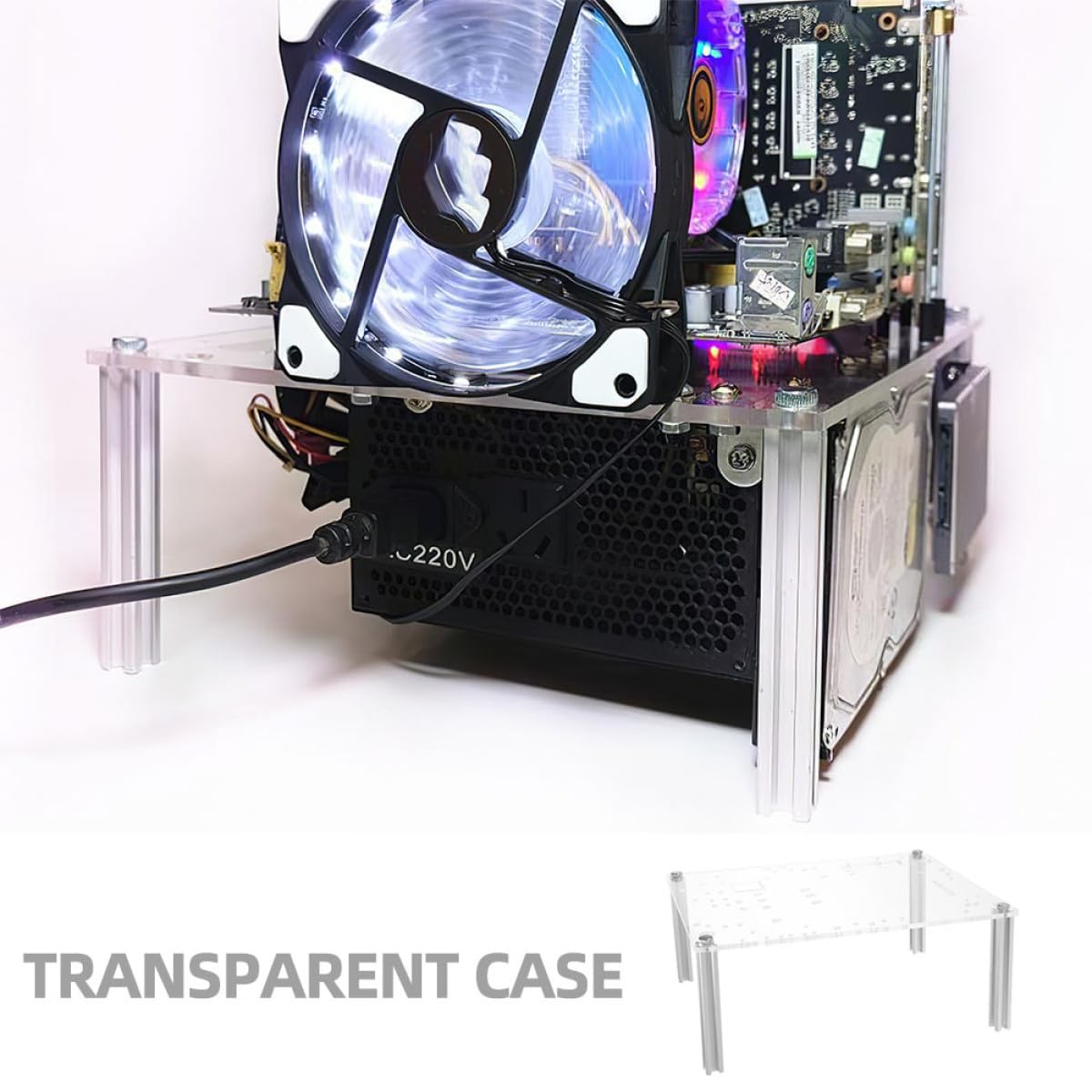 IMIKEYA Staffa per Case PC a Telaio Aperto Matx, Supporto Robusto per Schede Madri, Base Trasparente Flusso D’aria Ottimizzato, Resistente e Facile da Montare per Appassionati di Computer