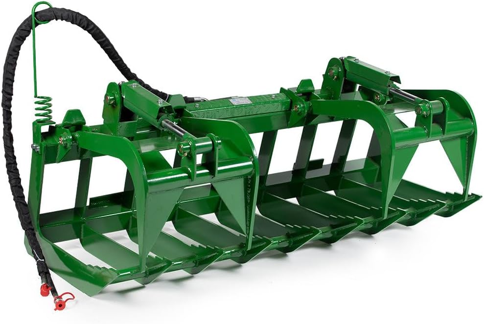 Titan Attachments 72" Standard Series Root Grapple Bucket Fits John Deere Hook and Pin, Dual Cylinder Hydraulic Design for Medium-Duty Jobs Like Clearing Brush, Branches, and Roots